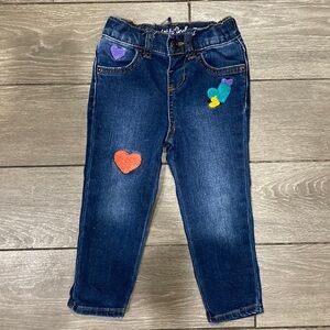 Cat and Jack toddler 2T jeans with heart patches